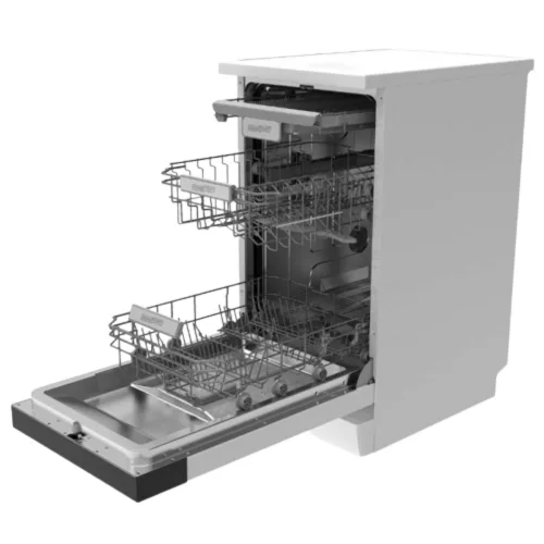 HOMEFORT HMGS0421W Szabadonálló mosogatógép 10 teríték, 8 L fogyasztás, 7 program, 47 db zajszint, E energiaosztály, Felső evőeszköztartó tálca, 45 cm, Digit. kijelző