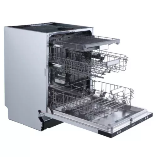 HOMEFORT HMGB0661B Beépíthető mosogatógép, bútorlap nélkül, 14 teríték, 11 L fogyasztás, 6 program, 47 dB zajszint, D energiaosztály, Felső evőeszköztartó , 60 cm, Digit. kijelző nélkül, Automata ajtónyitással