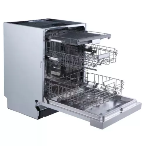 HOMEFORT HMGF0661DS Beépíthető mosogatógép, bútorlap nélkül, 14 teríték, 10.5 L fogyasztás, 7 program, 47 dB zajszint, D energiaosztály, Felső evőeszköztartó, 60 cm, Digit. kijelző, Automata ajtónyitással