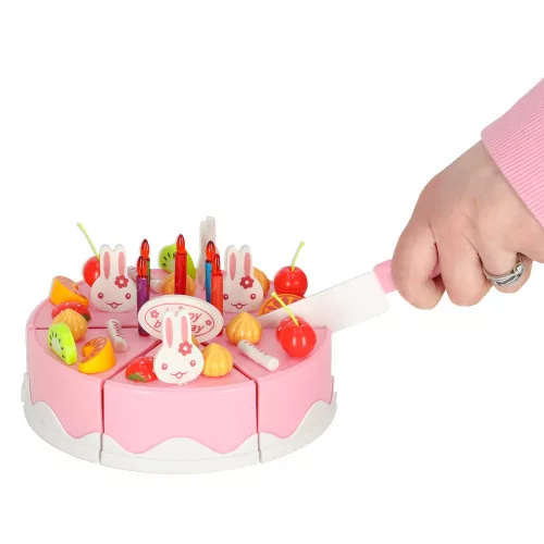 Születésnapi torta tépőzáras konyhai szeleteléshez 75 darabos rózsaszín