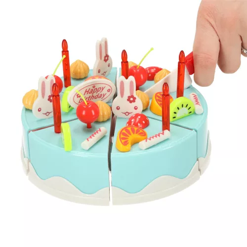Születésnapi torta tépőzáras konyhai szeleteléshez 75 darabos kék