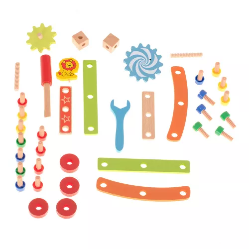 Scaun educativ lemn cub de construcție set 49 piese.