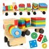 Fa szortírozó ügyességi puzzle vonat mozdony + vagonok 30cm