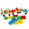 Fa szortírozó ügyességi puzzle vonat mozdony + vagonok 30cm