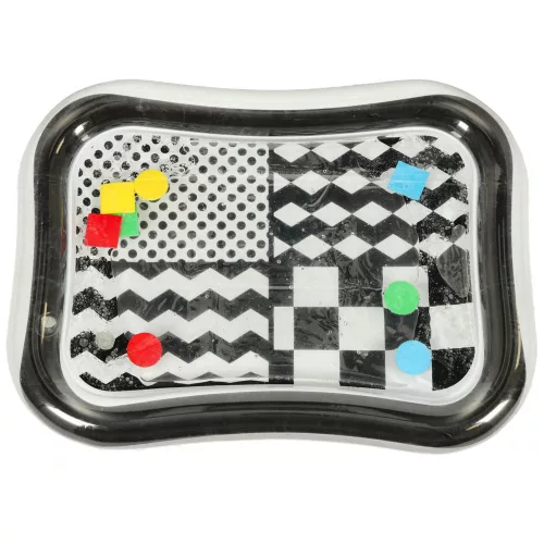 gonflabil senzorial covoraș cu apă pentru bebeluși, negru-alb, articol articol, XXL 65x50 cm