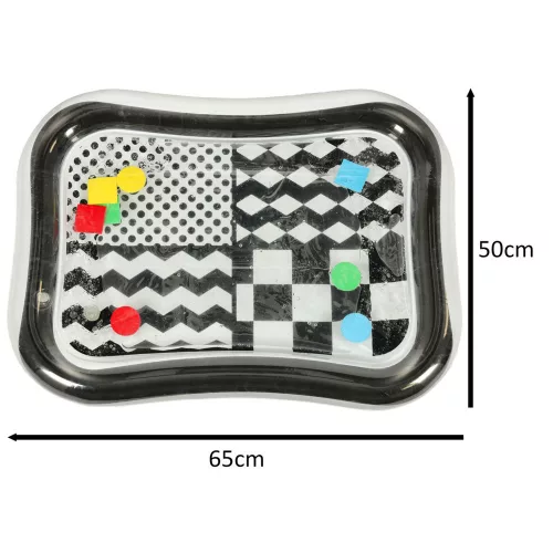gonflabil senzorial covoraș cu apă pentru bebeluși, negru-alb, articol articol, XXL 65x50 cm