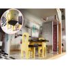 Fából készült MDF babaház + bútor 122cm XXL LED LED