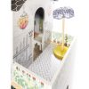 Fából készült MDF babaház + bútor 122cm XXL LED LED