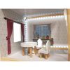 MDF fából készült babaház + bútor 78cm fekete LED