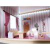 MDF fából készült babaház + bútor 78cm fekete LED