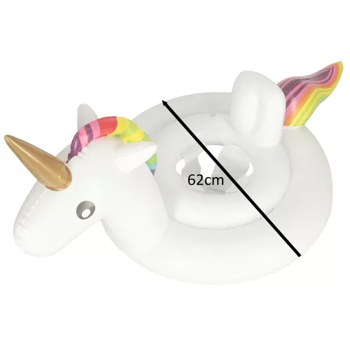 Úszógyűrű, pontongyűrű gyerekeknek unikornis üléssel, 70 cm, 1-3 éves korig
