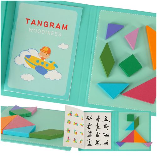 Mágneses kirakós könyv 3D tangram blokkok