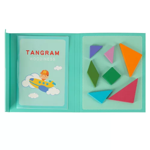 Tangram mágneses könyv Montessori kirakós blokkok 3D logikai játék