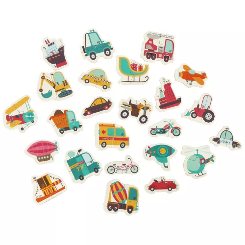 24 piese metal vehicule puzzle