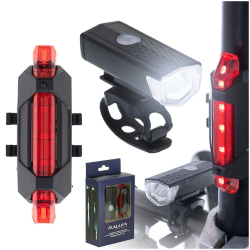 LED kerékpárlámpa hátsó-első szett USB