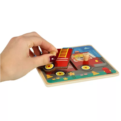 Lemn puzzle sortator stație de pompieri puzzle