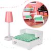 Fából készült babaház + bútorok pasztell 117cm