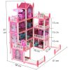 Babaház villa rózsaszín DIY 4 szintes bútorokkal