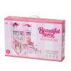Babaház villa rózsaszín DIY 4 szintes bútorokkal