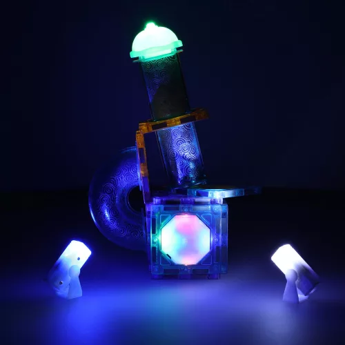 Magnetic cub de construcție marmură teren de mingi, luminos, 49 piese