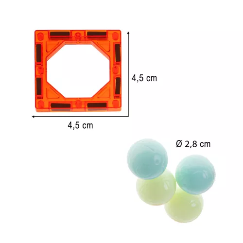 Magnetic cub de construcție marmură teren de mingi, luminos, 49 piese