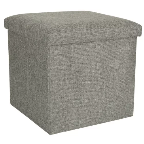 pliabil puff depozitare, articol deschizabil, cu suport pentru picioare, gri, 38x38x38cm