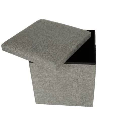 pliabil puff depozitare, articol deschizabil, cu suport pentru picioare, gri, 38x38x38cm