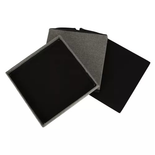 pliabil puff depozitare, articol deschizabil, cu suport pentru picioare, gri, 38x38x38cm