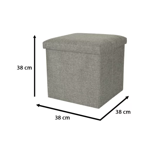 pliabil puff depozitare, articol deschizabil, cu suport pentru picioare, gri, 38x38x38cm