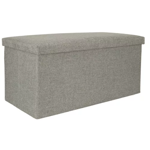 pliabil puff depozitare, articol și cu suport pentru picioare, mare gri, 76x38x38cm