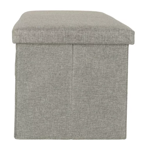pliabil puff depozitare, articol și cu suport pentru picioare, mare gri, 76x38x38cm