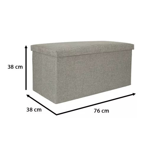 pliabil puff depozitare, articol și cu suport pentru picioare, mare gri, 76x38x38cm