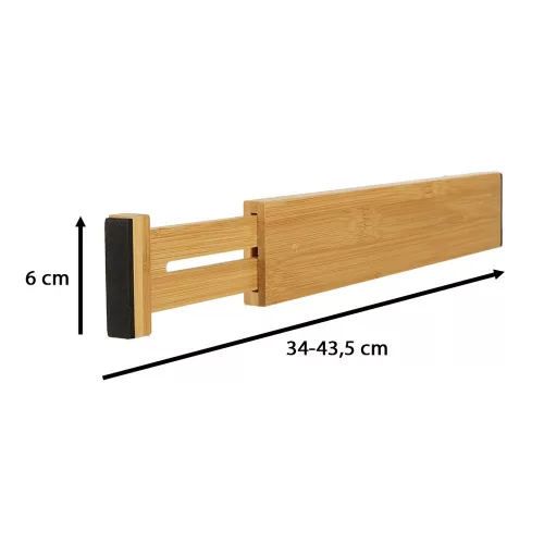 Fiókrendszerező, bambuszból állítható elválasztó evőeszközöknek és szerszámoknak, 43 cm, 1 darab