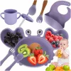 Szilikon tányérok gyerekeknek, csecsemőknek, rákoknak, 9 darabos készlet, lila