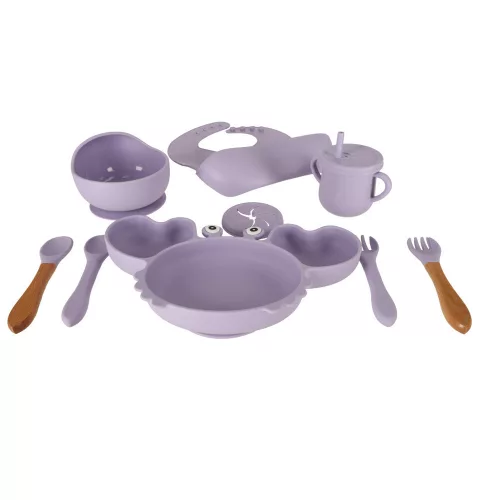 Szilikon tányérok gyerekeknek, csecsemőknek, rákoknak, 9 darabos készlet, lila
