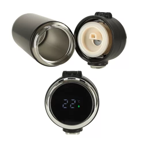 Termosz cană cu cioc de turnare, LED termosz, 350ml negru