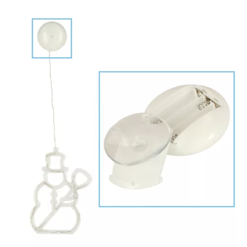 LED lámpák függő karácsonyi ablakdísz hóember 49cm tapadókorong 10 LED