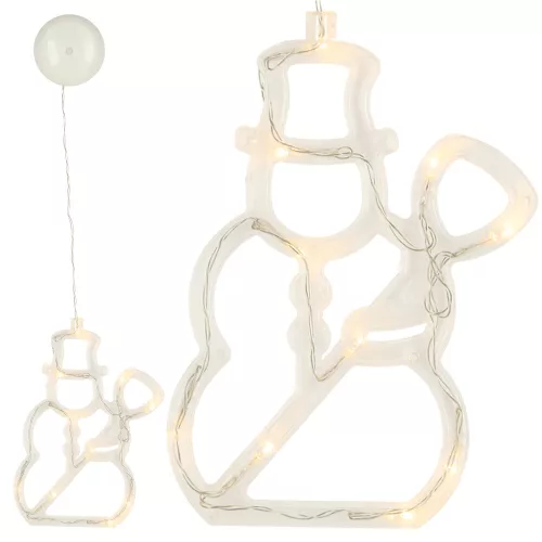 LED lámpák függő karácsonyi ablakdísz hóember 49cm tapadókorong 10 LED