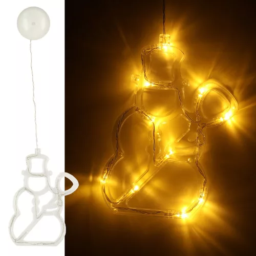 LED lámpák függő karácsonyi ablakdísz hóember 49cm tapadókorong 10 LED