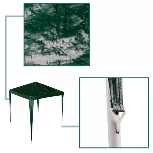 Kerti pavilon, kereskedelmi partisátor, zöld pavilon 2 x 2 m