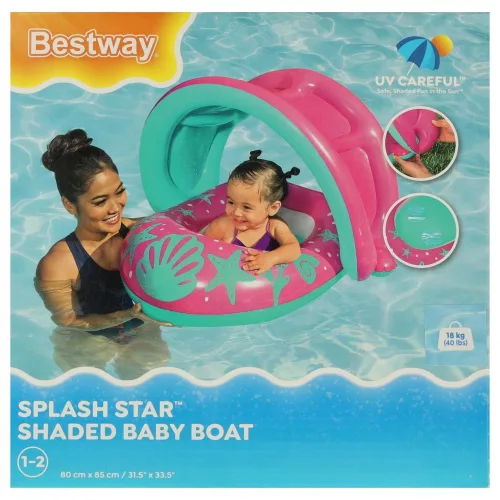 Colac de înot, gonflabil inel pentru bebeluși, gonflabil barcă cu acoperiș BESTWAY 34091 roz