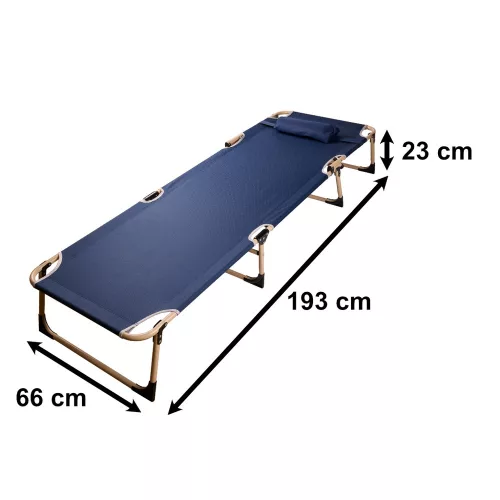 LUARO pliabil pat de camping, reglabil, 193 cm, albastru închis