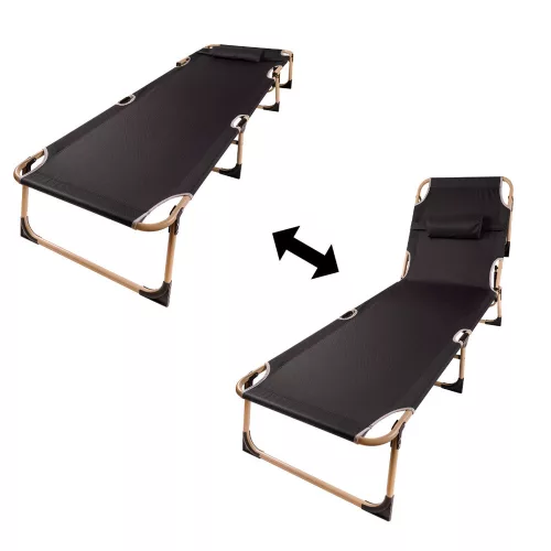 LUARO pliabil pat de camping, kenu, reglabil, 193 cm, gri