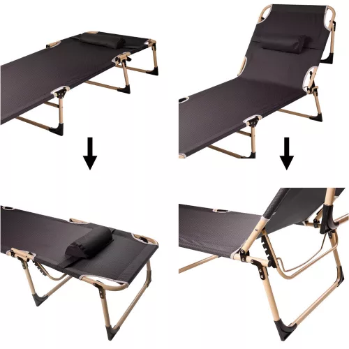 LUARO pliabil pat de camping, kenu, reglabil, 193 cm, gri