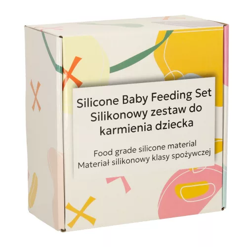 Szilikon tányérkészlet gyerekeknek, bagoly, 8 darabos, bézs