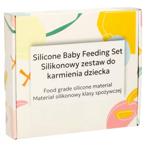 Szilikon evőeszközök gyerekeknek és babáknak, 4 darabos evőeszközkészlet, kék mackó