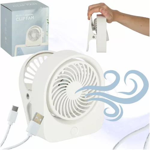 masăi ventilator csipesszel, cablu fără, USB accesoriu, 3 accesoriu, 11,5 cm alb