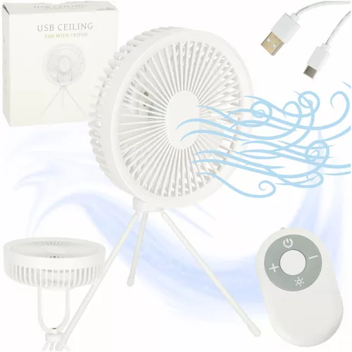 masăi ventilator, cablu fără articol, USB, telecomandă, cu lampă, 4 accesoriu, 18 cm alb