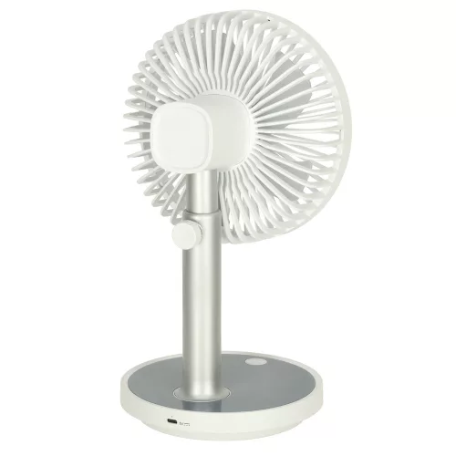 masăi ventilator, portabil cablu fără USB ventilator cu acumulator, reglabil, 4 accesoriu, LED, 38 cm alb