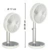 masăi ventilator, portabil cablu fără USB ventilator cu acumulator, reglabil, 4 accesoriu, LED, 38 cm alb